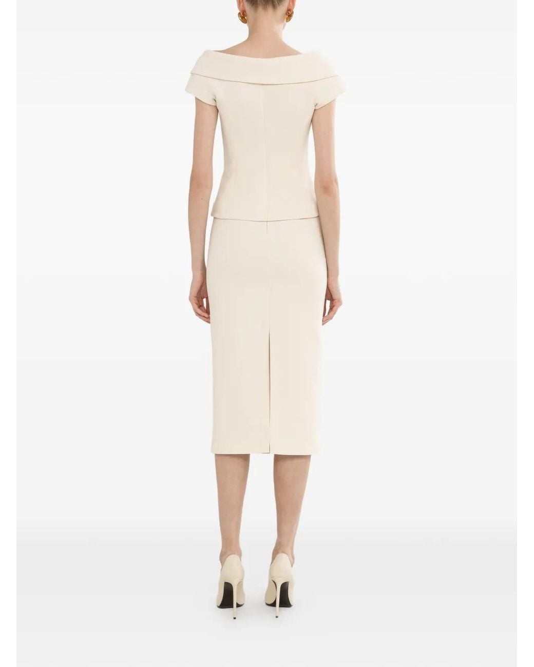Nissa Natural Off-Shoulders Fitted Blazer