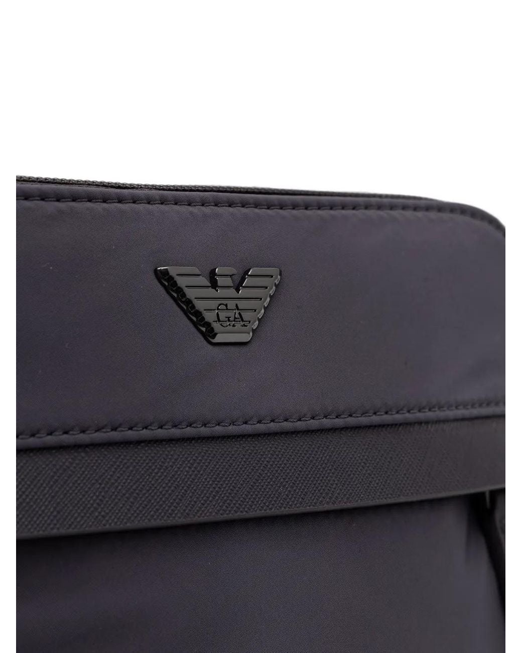 Emporio Armani Blue Logo-Plaque Messenger Bag for men