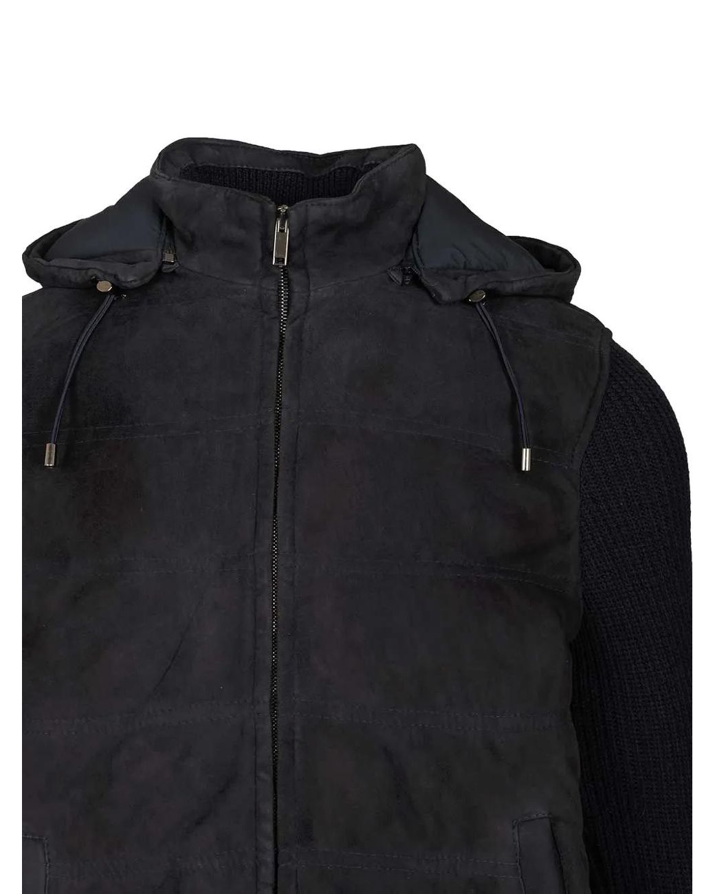 Al Duca D'aosta Black Suede Wool Bomber Jacket for men
