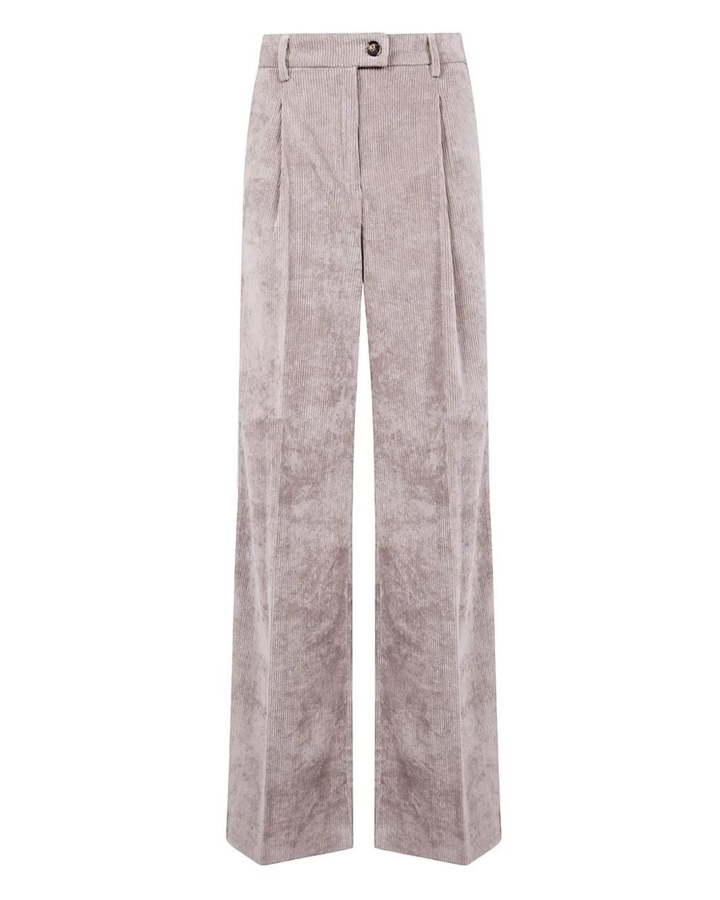 DR. HOPE Gray Pleated-Front Corduroy Trousers