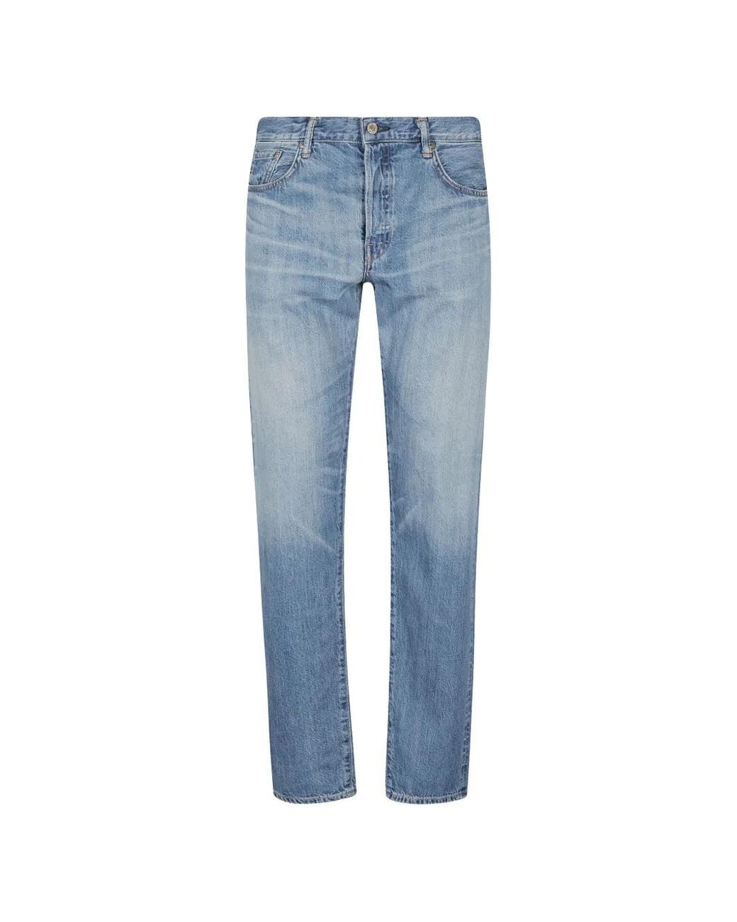 Edwin Blue Faded-Effect Straight-Leg Jeans for men