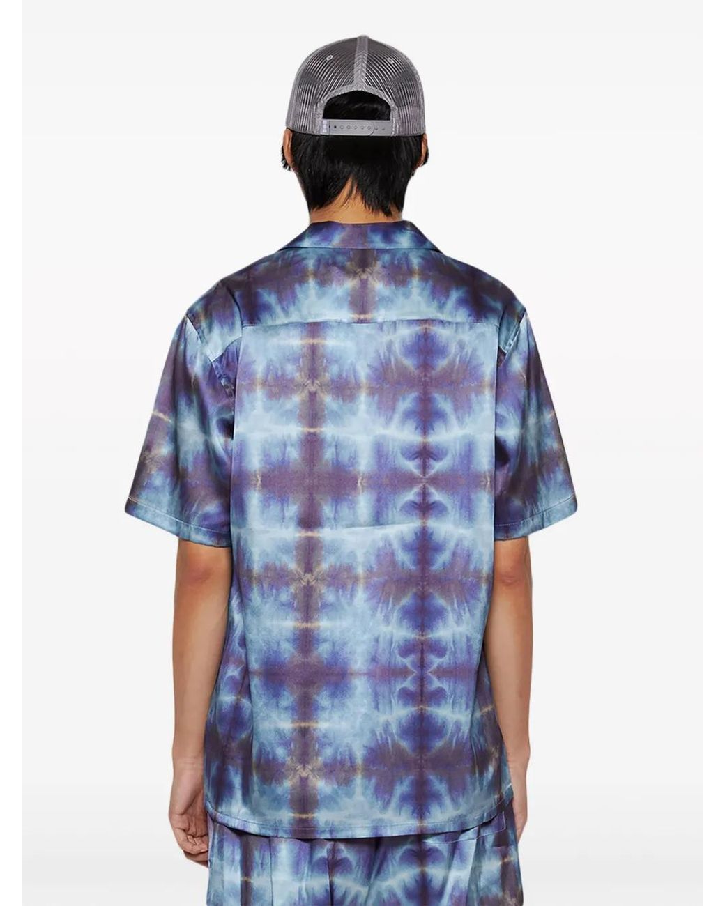 NAHMIAS Blue Tie-Dye Satin Shirt for men