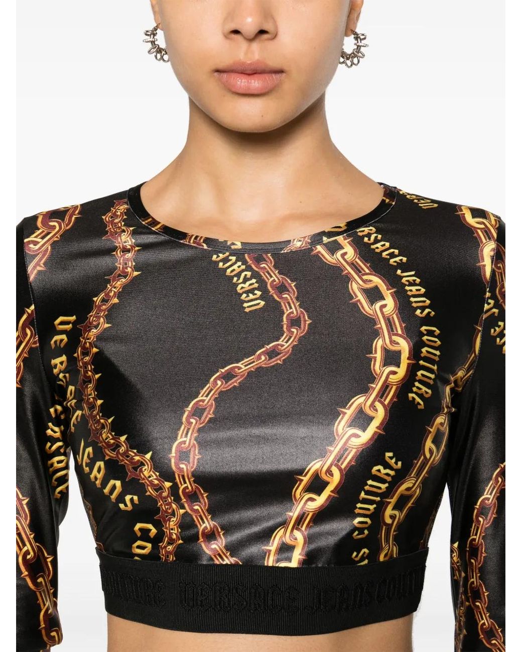 Versace Jeans Couture Black Chain Couture Crop Top