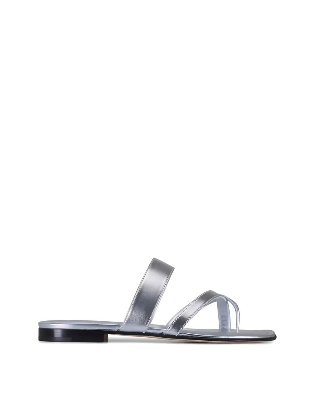 Manolo Blahnik White Sandales Susa À Effet Métallisé