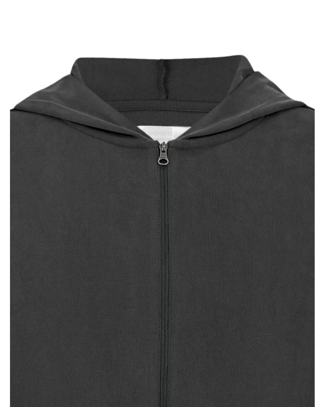 Amomento Black Hoodie En Jersey À Fermeture Zippée for men