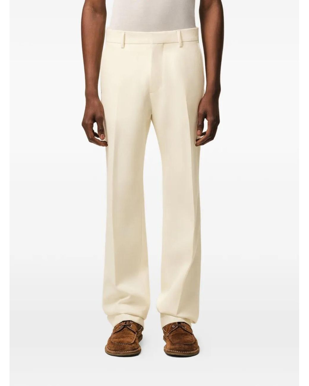 AMI White Straight Trousers for men