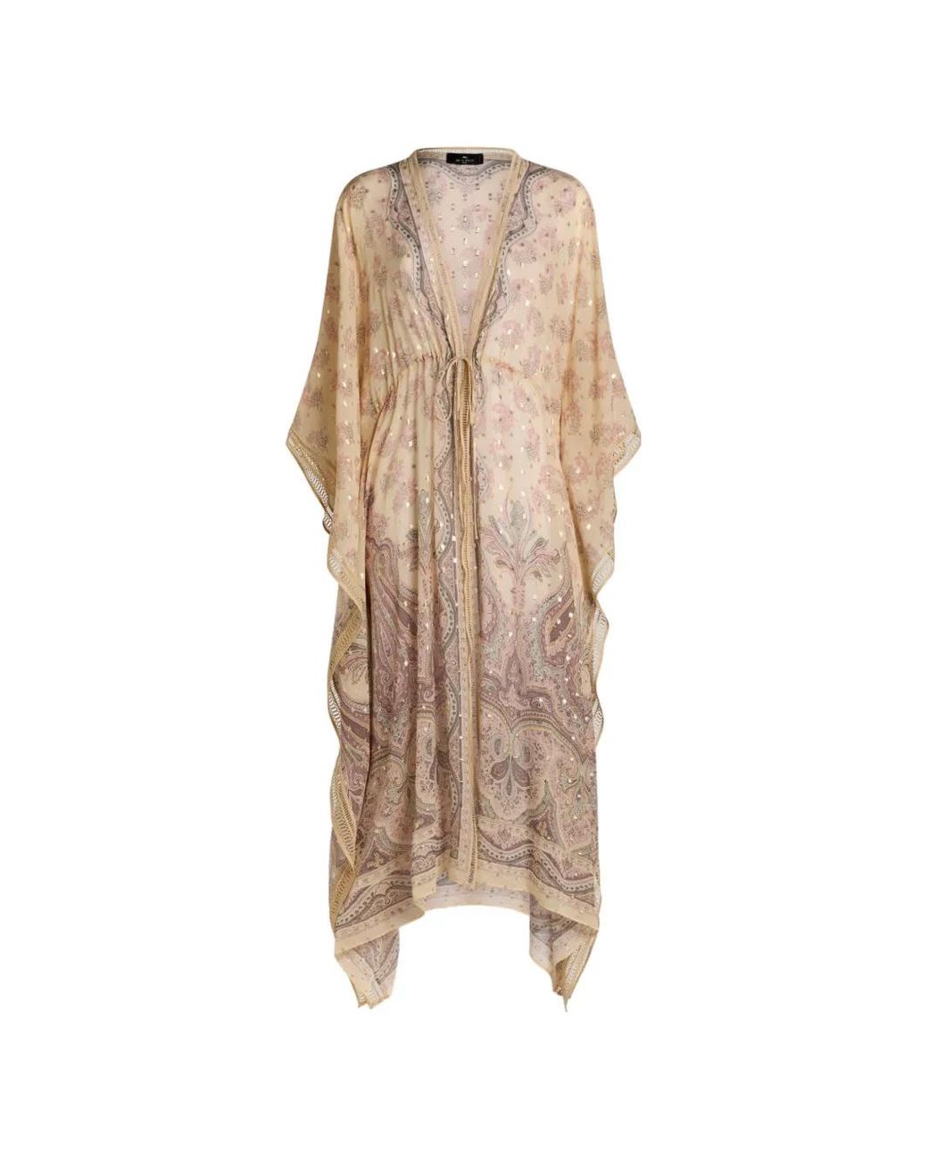 Caftan Imprimé En Soie Etro en coloris Natural