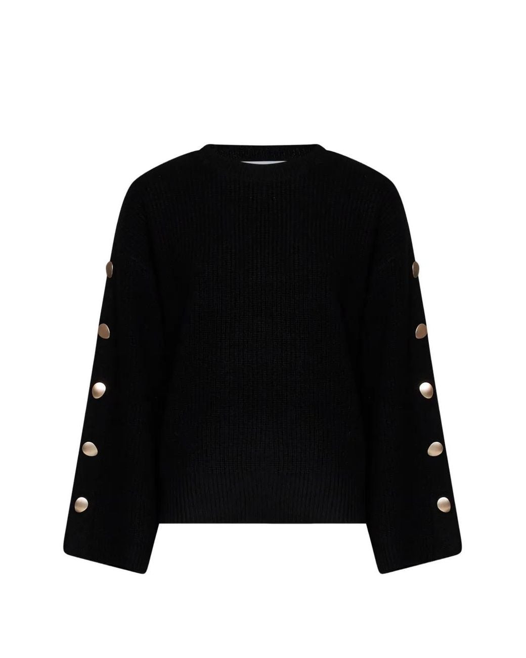Kaos Black Button-Embellished Ribbed-Knit Sweater