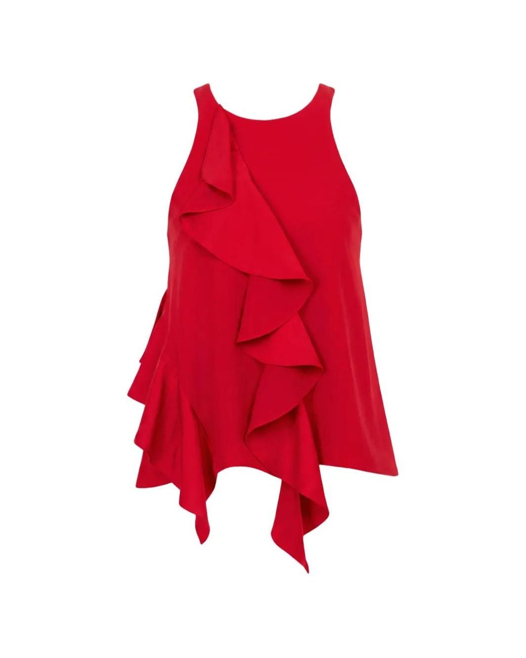 Cinq À Sept Red Vivia Ruffled Top