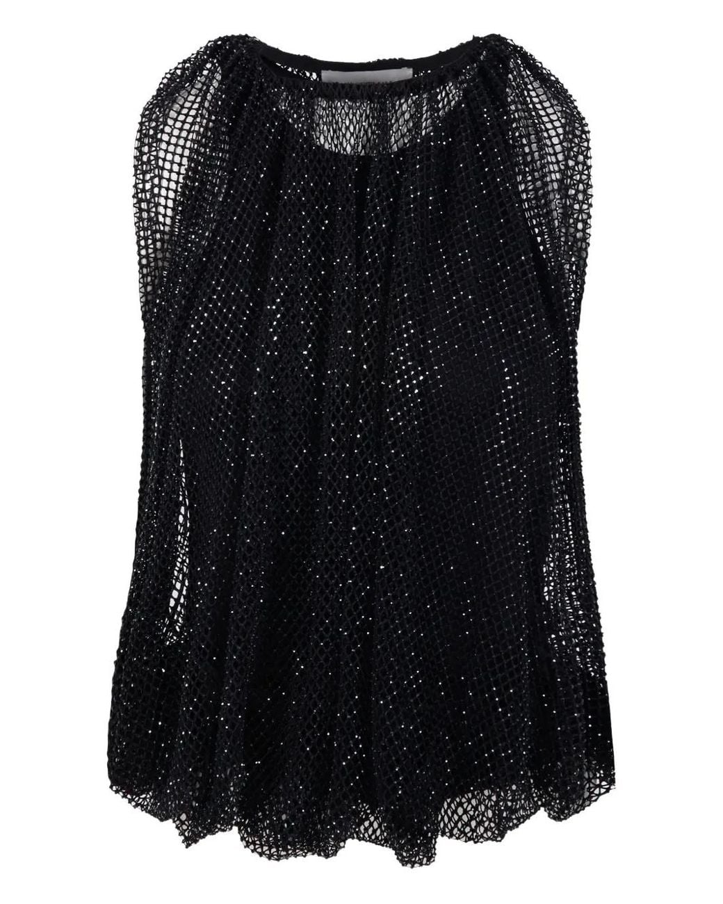 Sportmax Black Embellished Round Neck Top