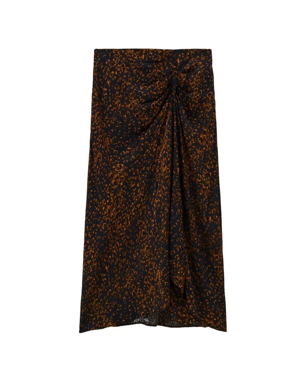 Ba&sh Black Hoema Leopard-Print Midi Skirt