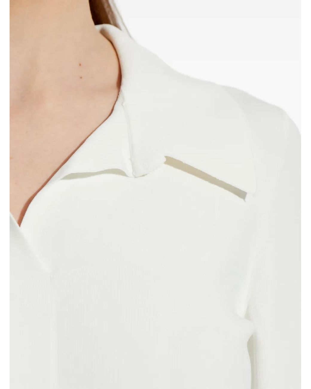 Alexander Wang White Polo-Collar Long-Sleeve Blouse