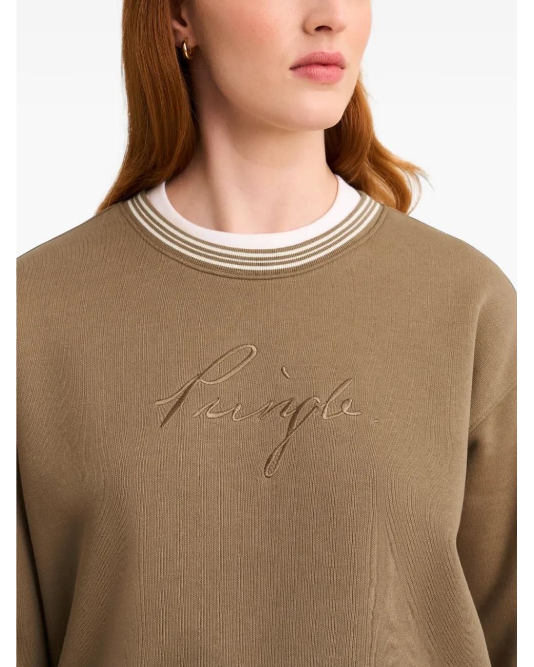 Pringle of Scotland Natural Logo-Embroidered Piqué Sweatshirt