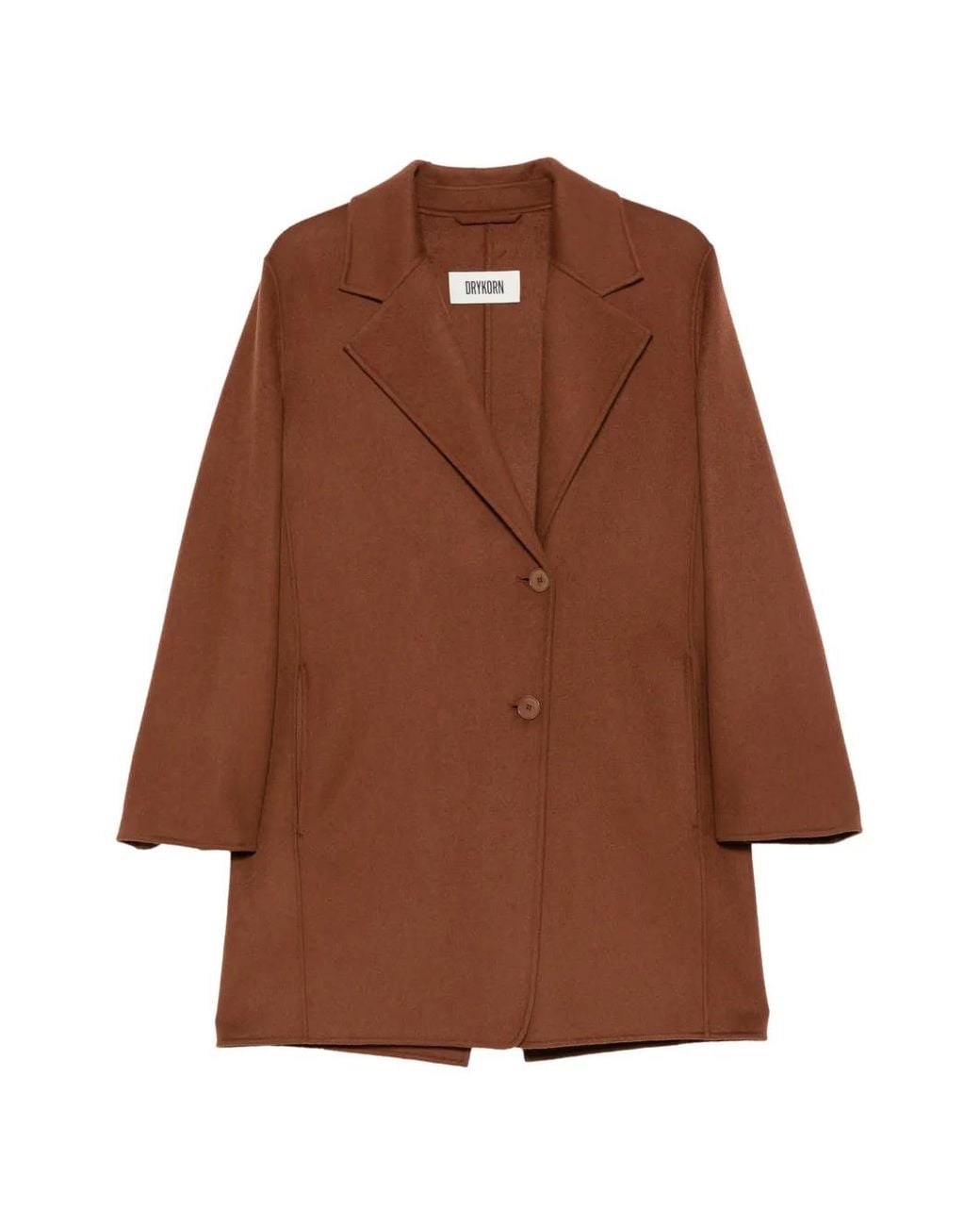 Drykorn Brown Notched-Lapel Single-Breasted Coat