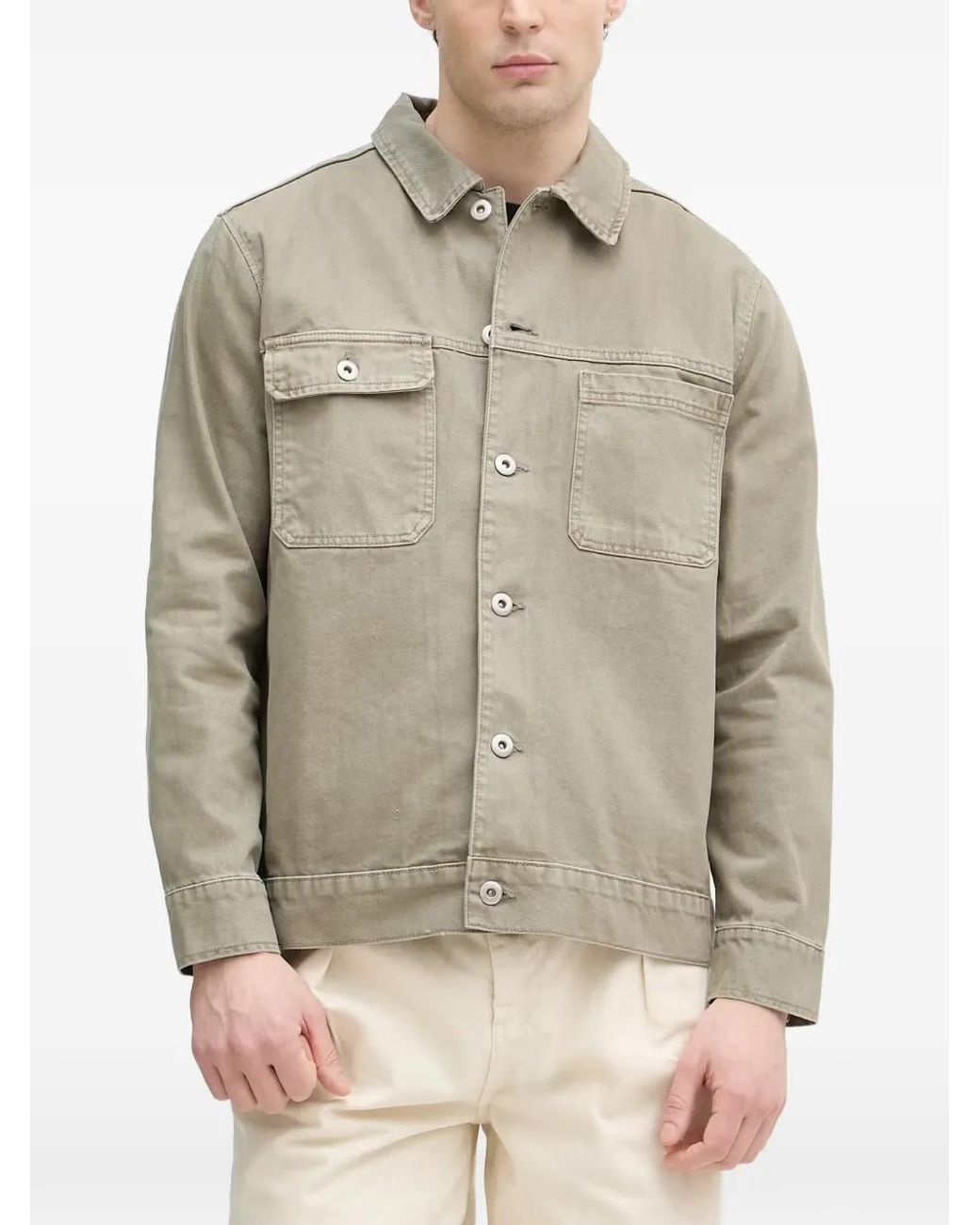 Lindbergh Gray Button-Up Pocket-Detail Shirt Jacket for men