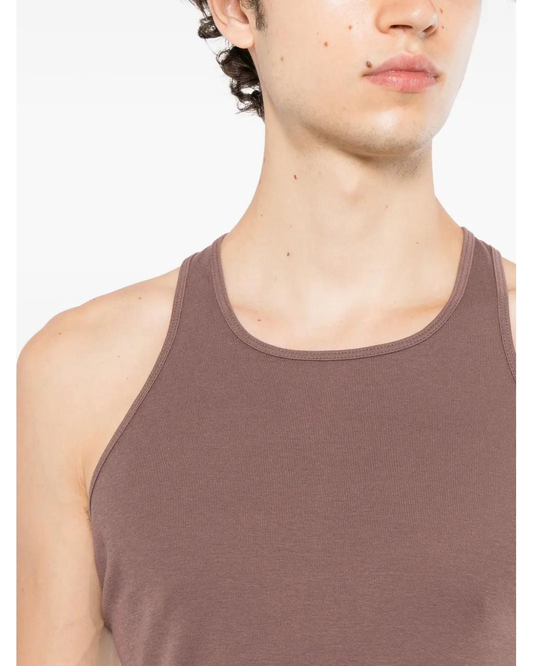 Rick Owens Brown Basic Ribbed Tank for men