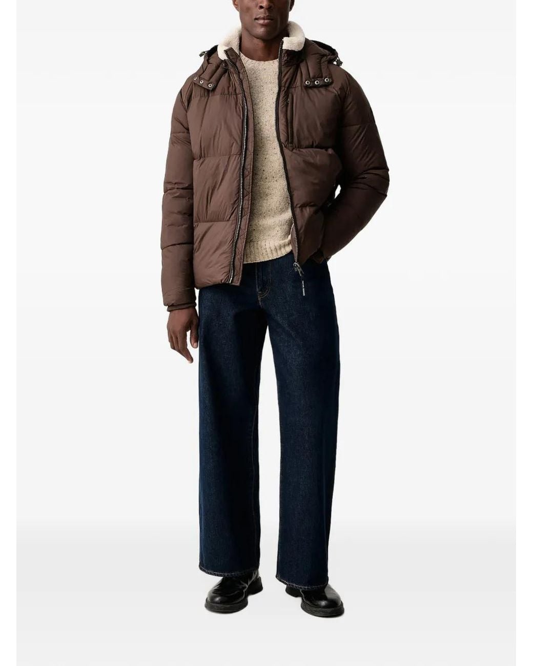 Guess Brown Puffer Jacket for men