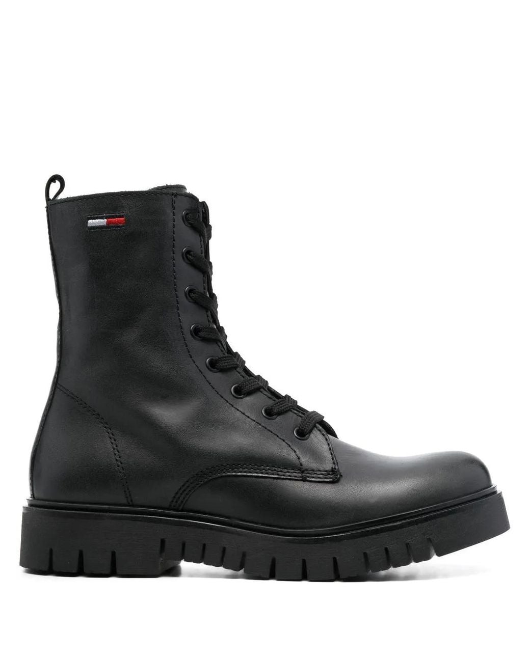 Tommy Hilfiger Black Lace-Up Leather Ankle Boots
