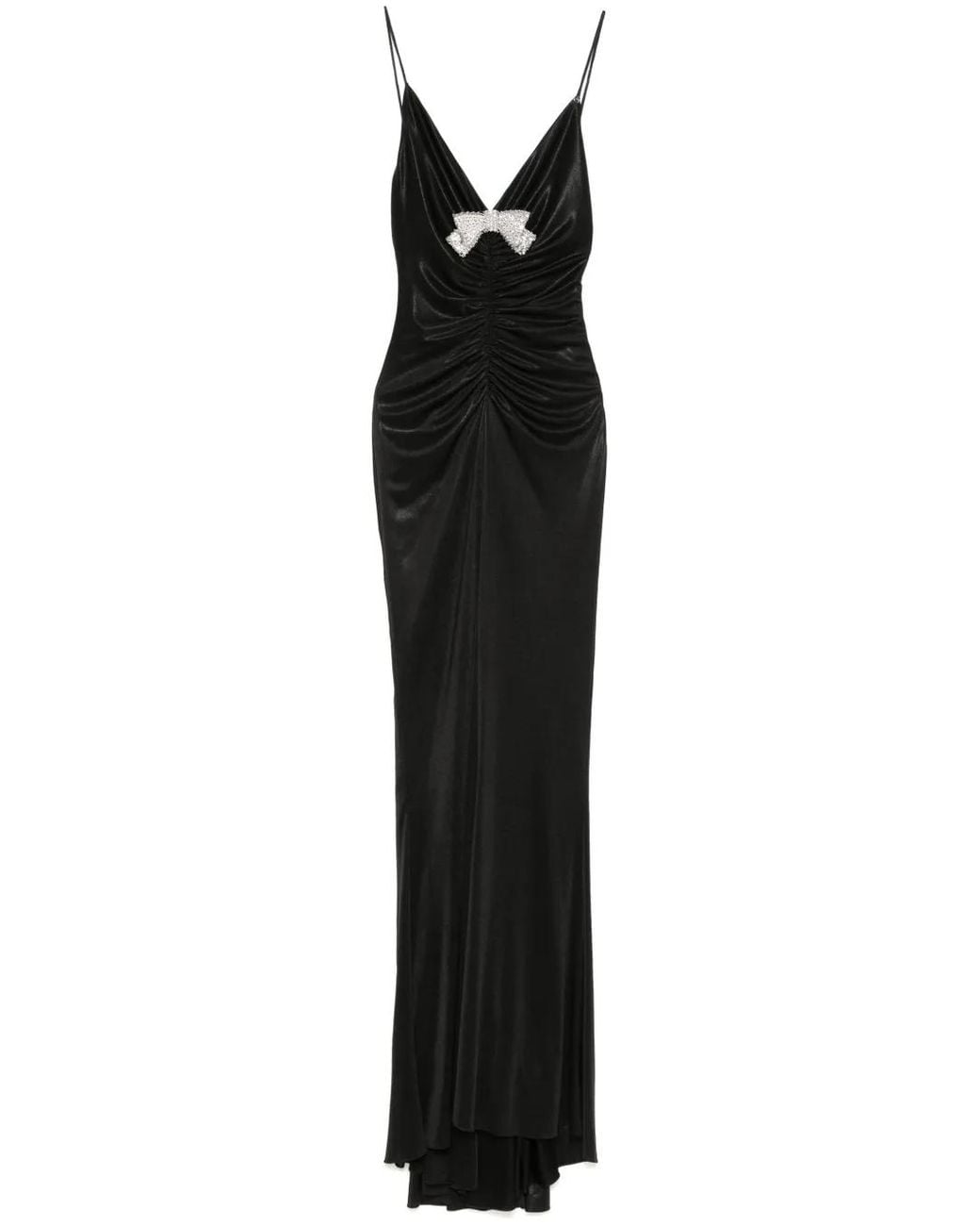 Nissa Black Bow-Detailed Maxi Dress