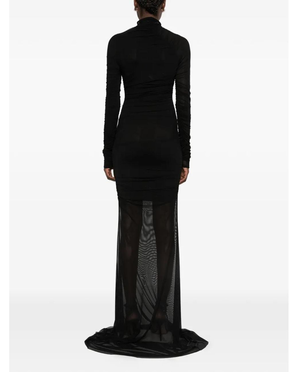 Amazuìn Black Robe Longue Dakota À Fronces Et Effet De Transparence