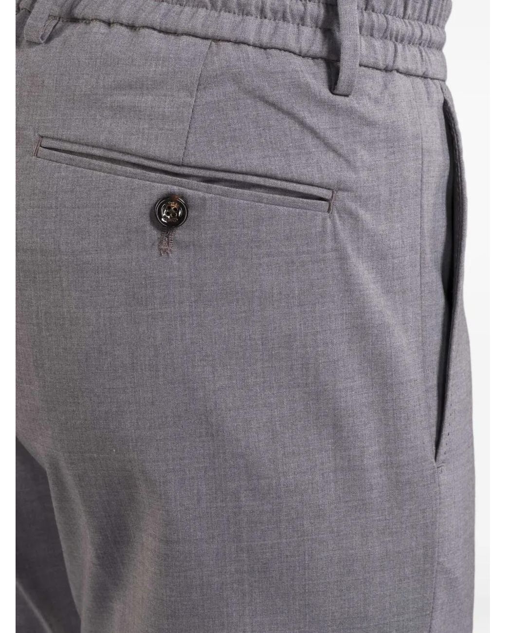 Moorer Gray Drawstring Straight-Leg Trousers for men