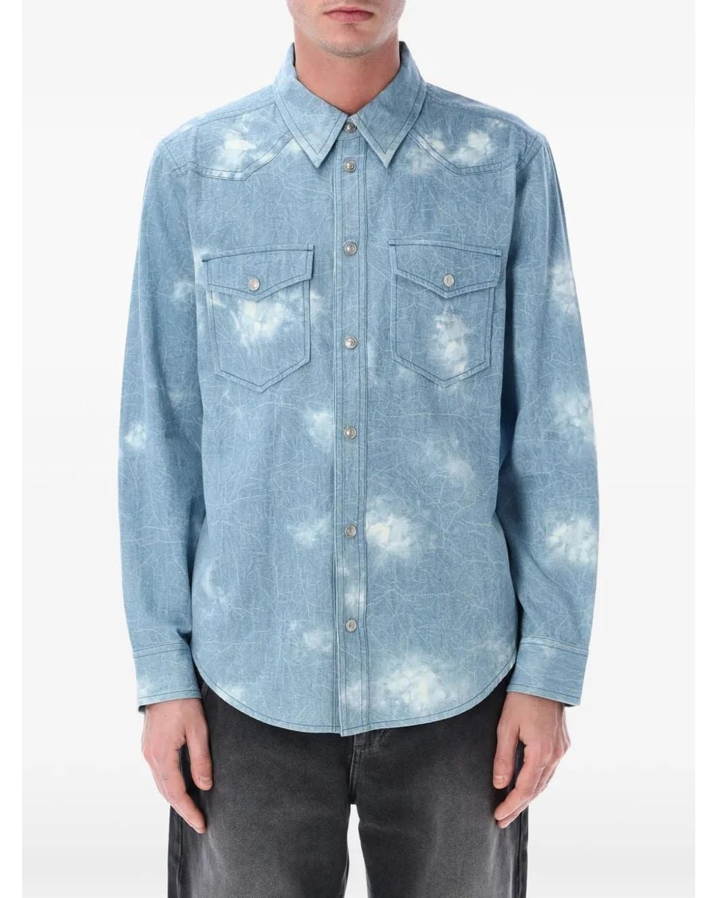 Isabel Marant Blue Marant Tasco Washed Denim Shirt for men