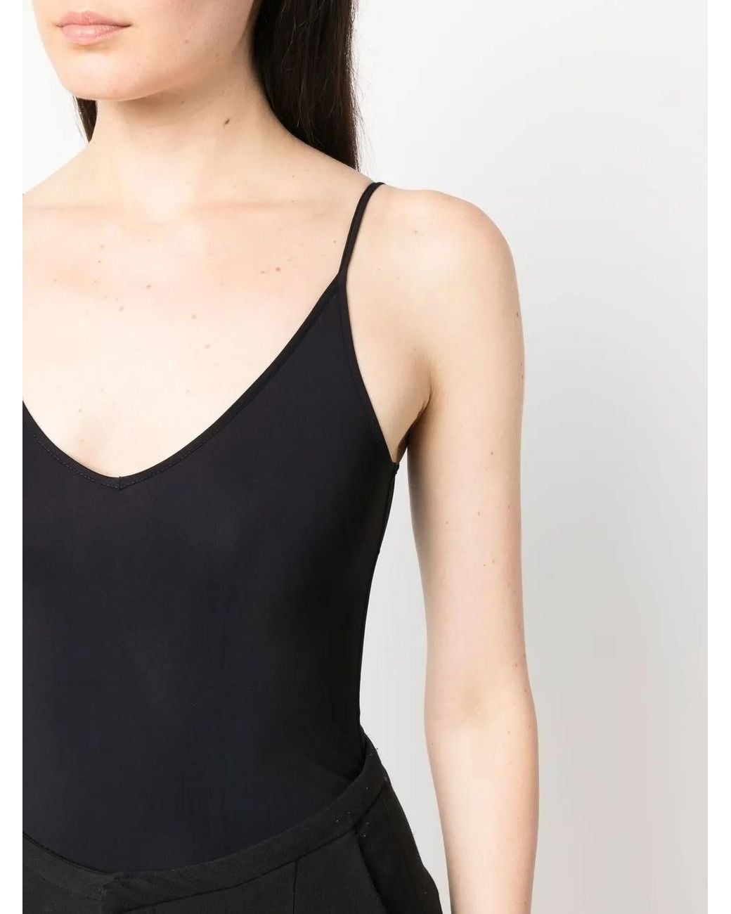 Jil Sander Black V-Neck Stretch Bodysuit