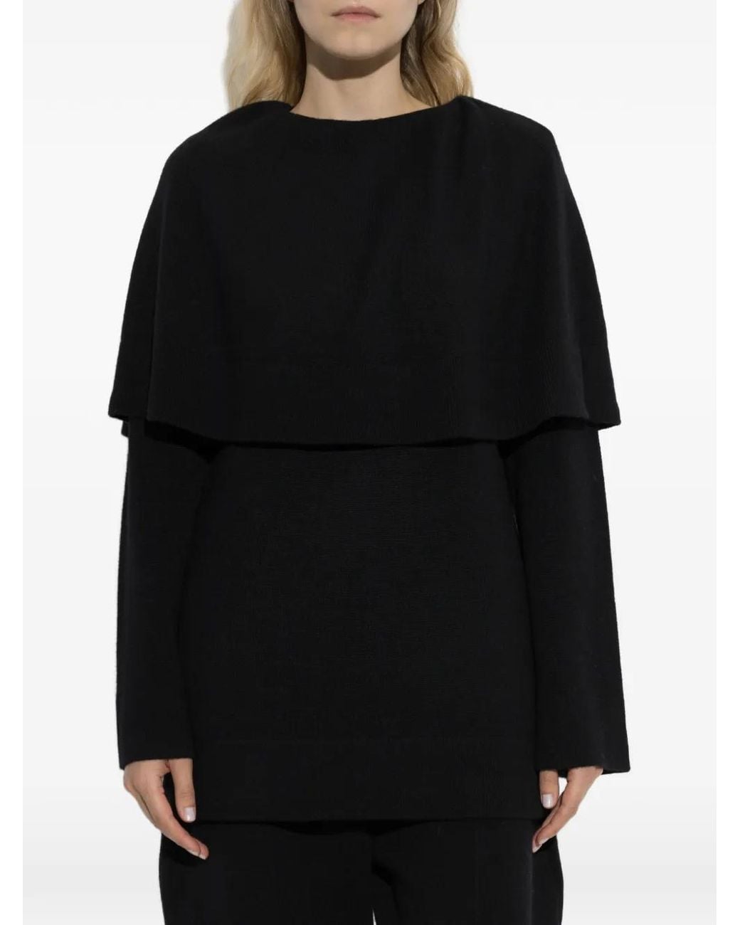 Lisa Yang Black Jaylani Cape-Overlay Sweater
