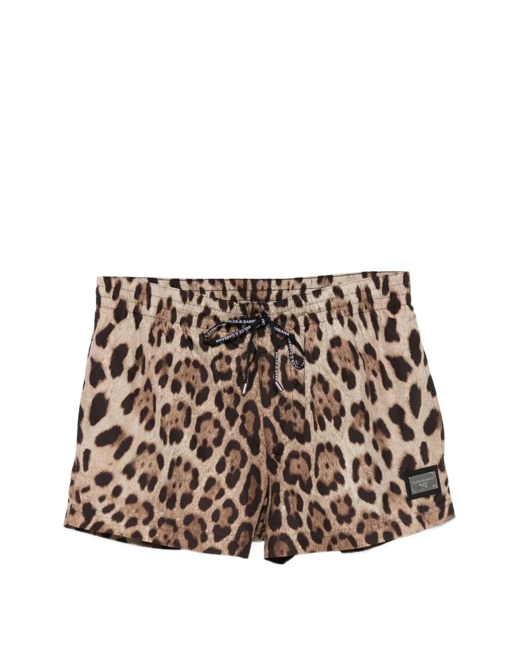 Dolce & Gabbana Brown Leopard-Print Swim Shorts for men