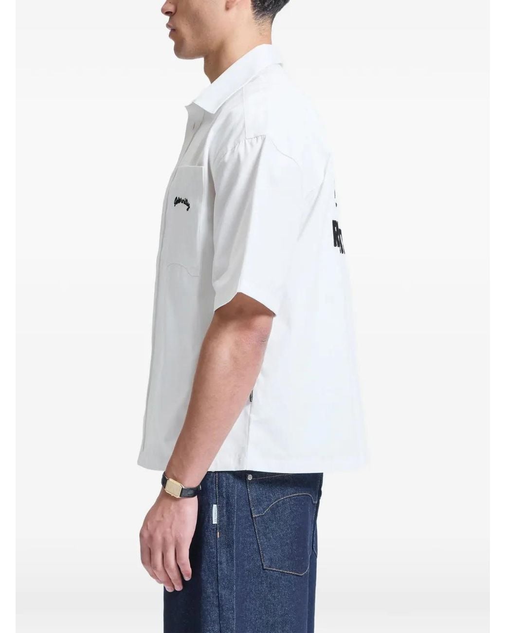RETERNITY White Le Progress Logo-Embroidered Short-Sleeve Shirt for men