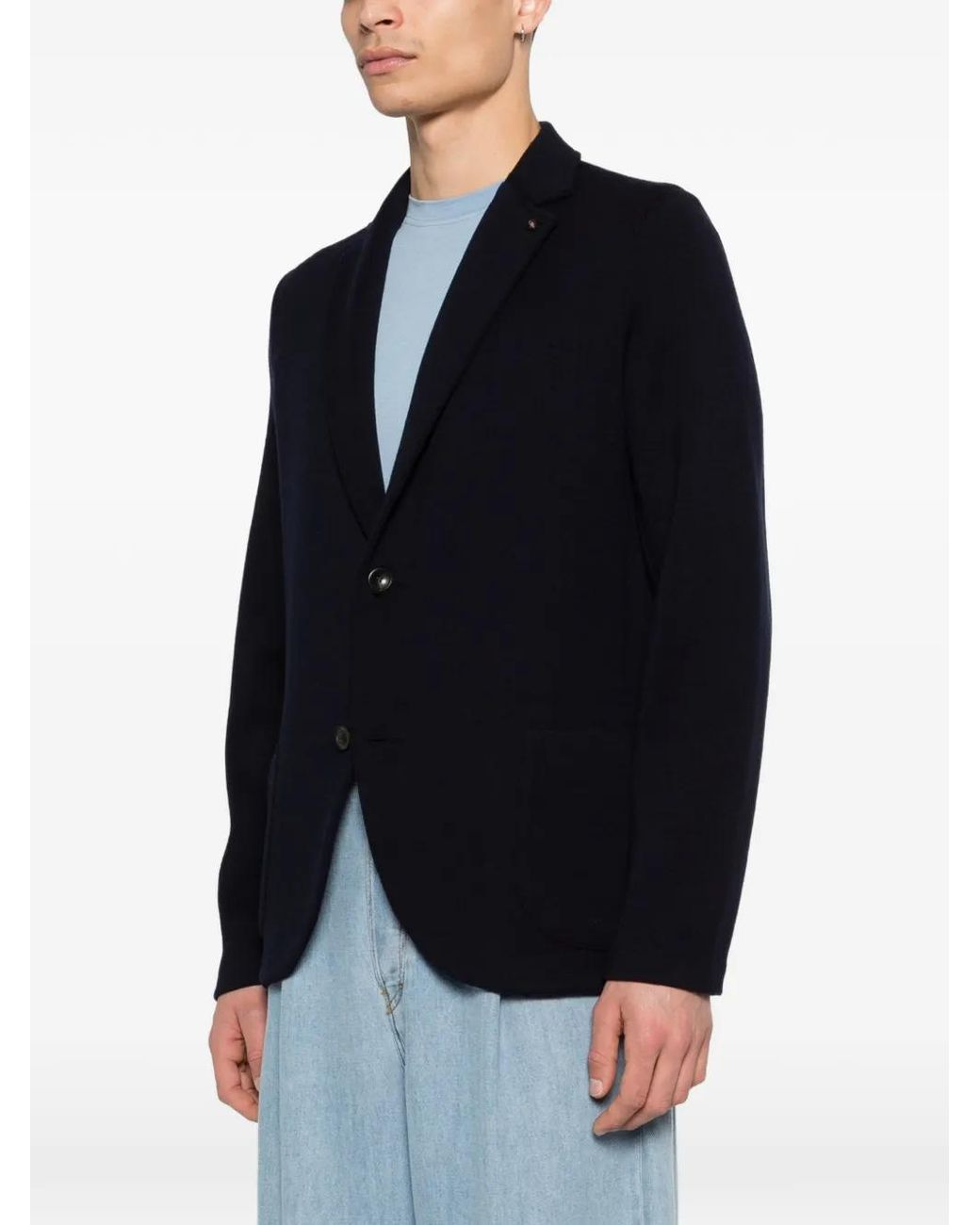 Gran Sasso Black Patch-Pocket Wool Blazer for men