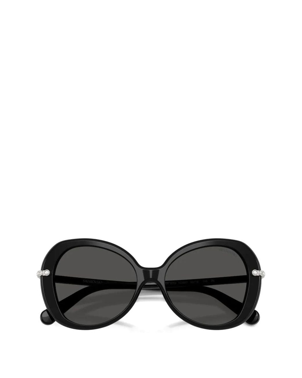 Swarovski Black Crystal-Embellished Geometric-Frame Sunglasses