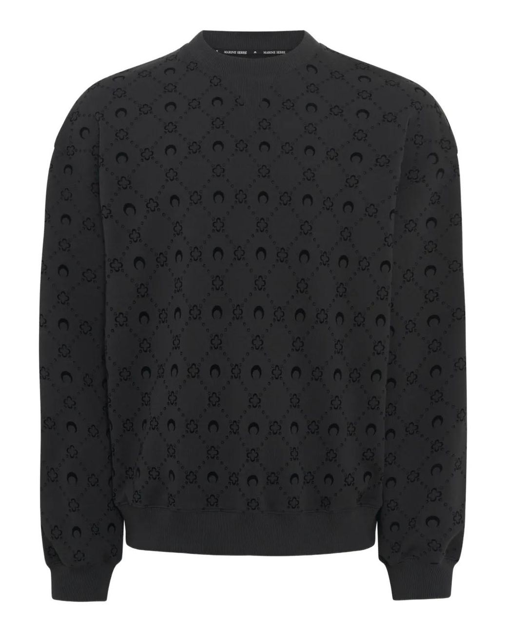 MARINE SERRE Black Moonogram Flocked Fleece Sweatshirt