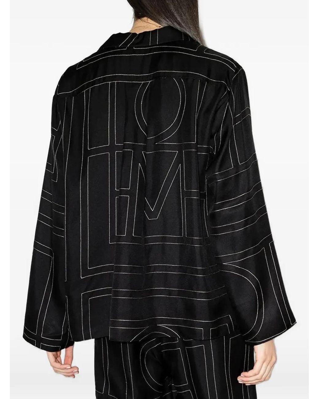 Totême Black Monogram Silk Pj Top