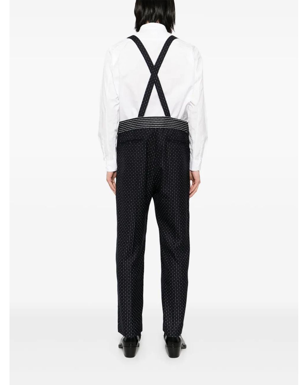 Midorikawa Black Shoulder-Strap Tailored Trousers