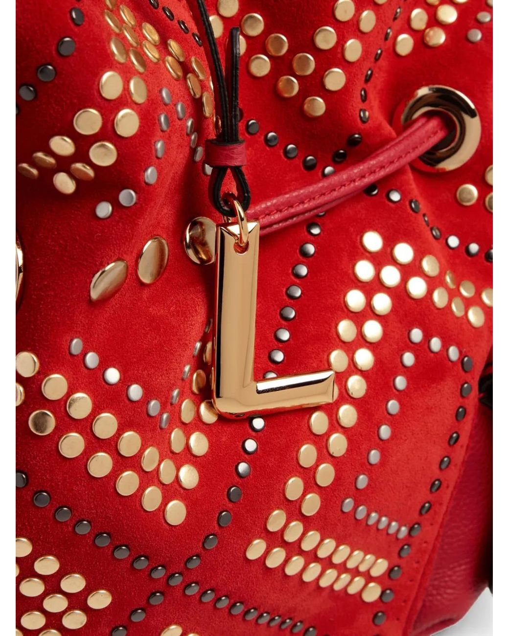 Lancel Red Medium Premier Flirt Stud-Embellished Bucket Bag