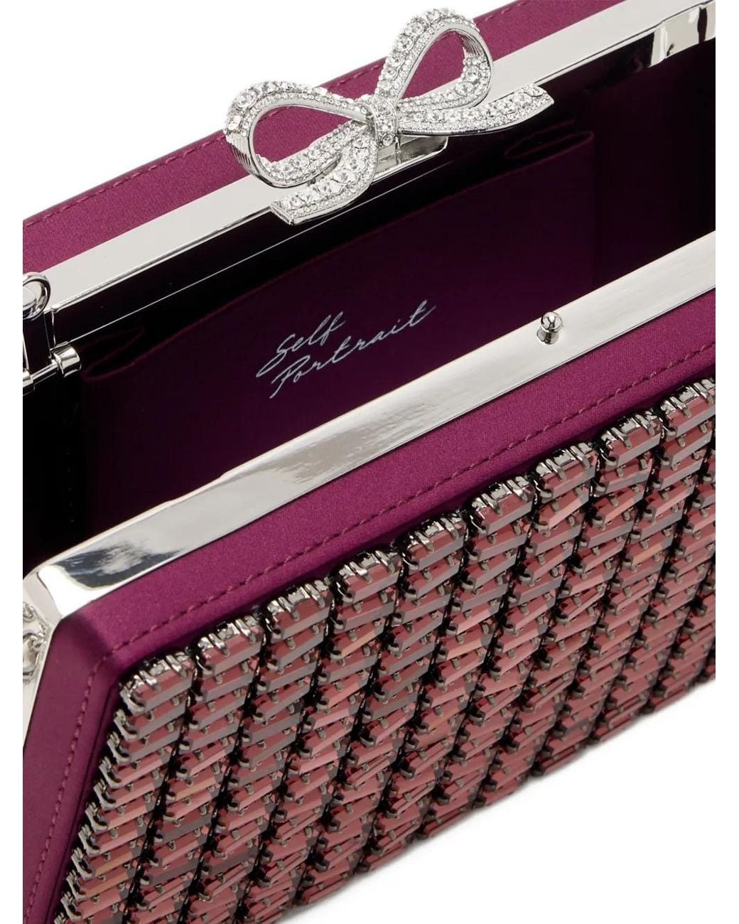 Self-Portrait Purple Burgundy Chainmail Clutch Bag