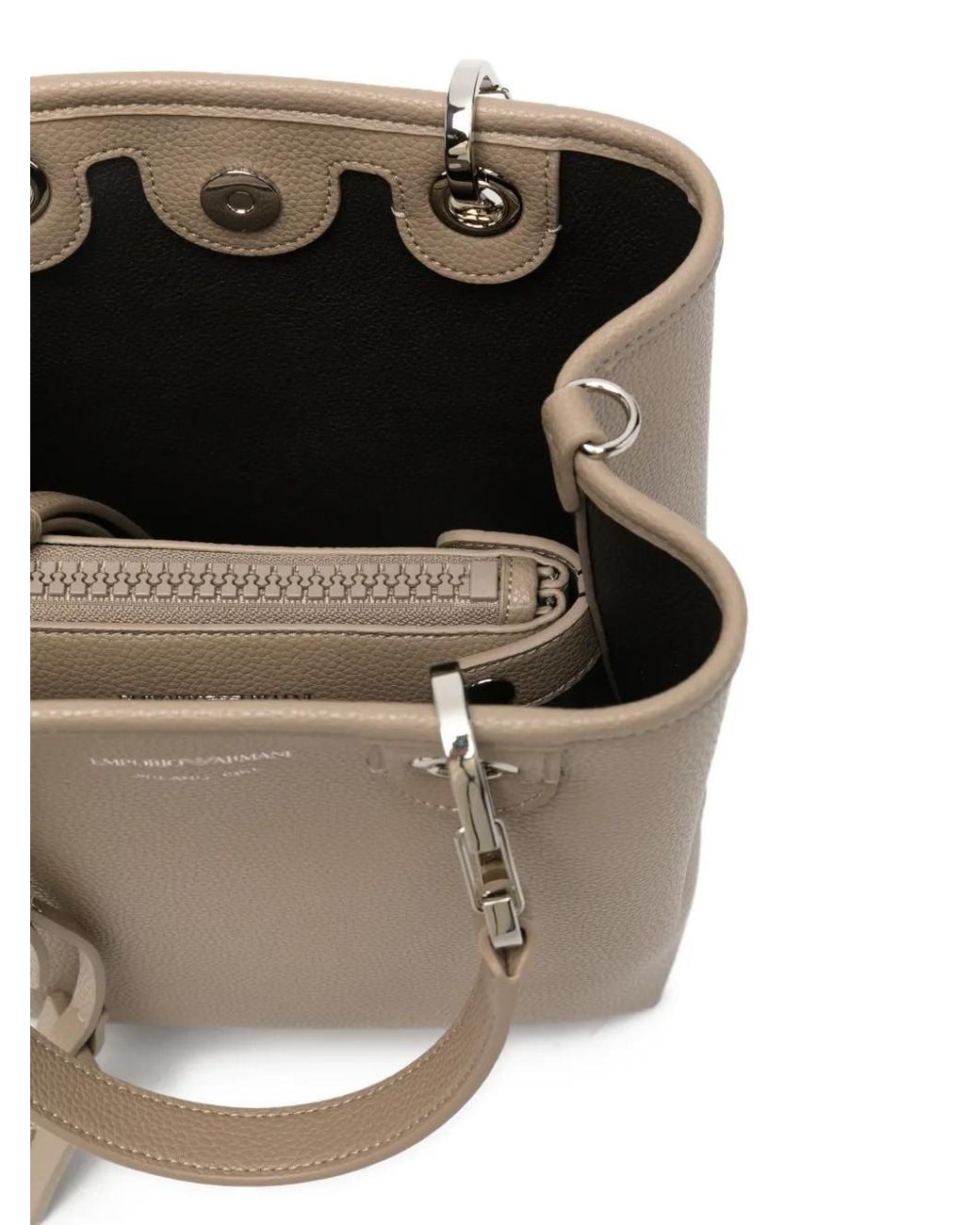 Emporio Armani Natural Grained-Leather Tote Bag
