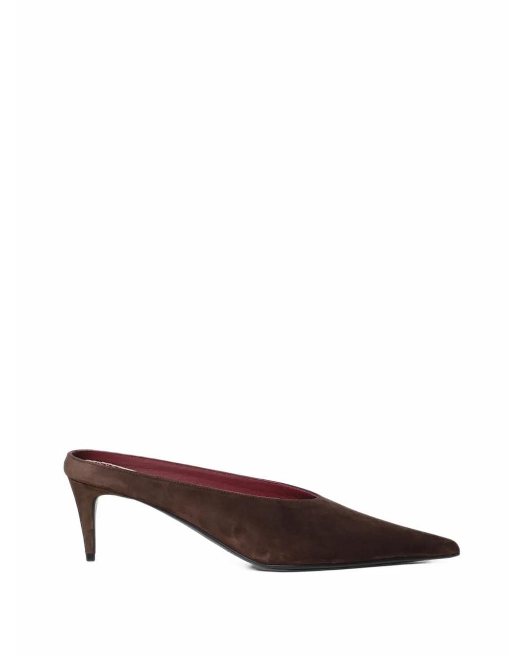 Magda Butrym Brown Pointed-Toe Suede Mules