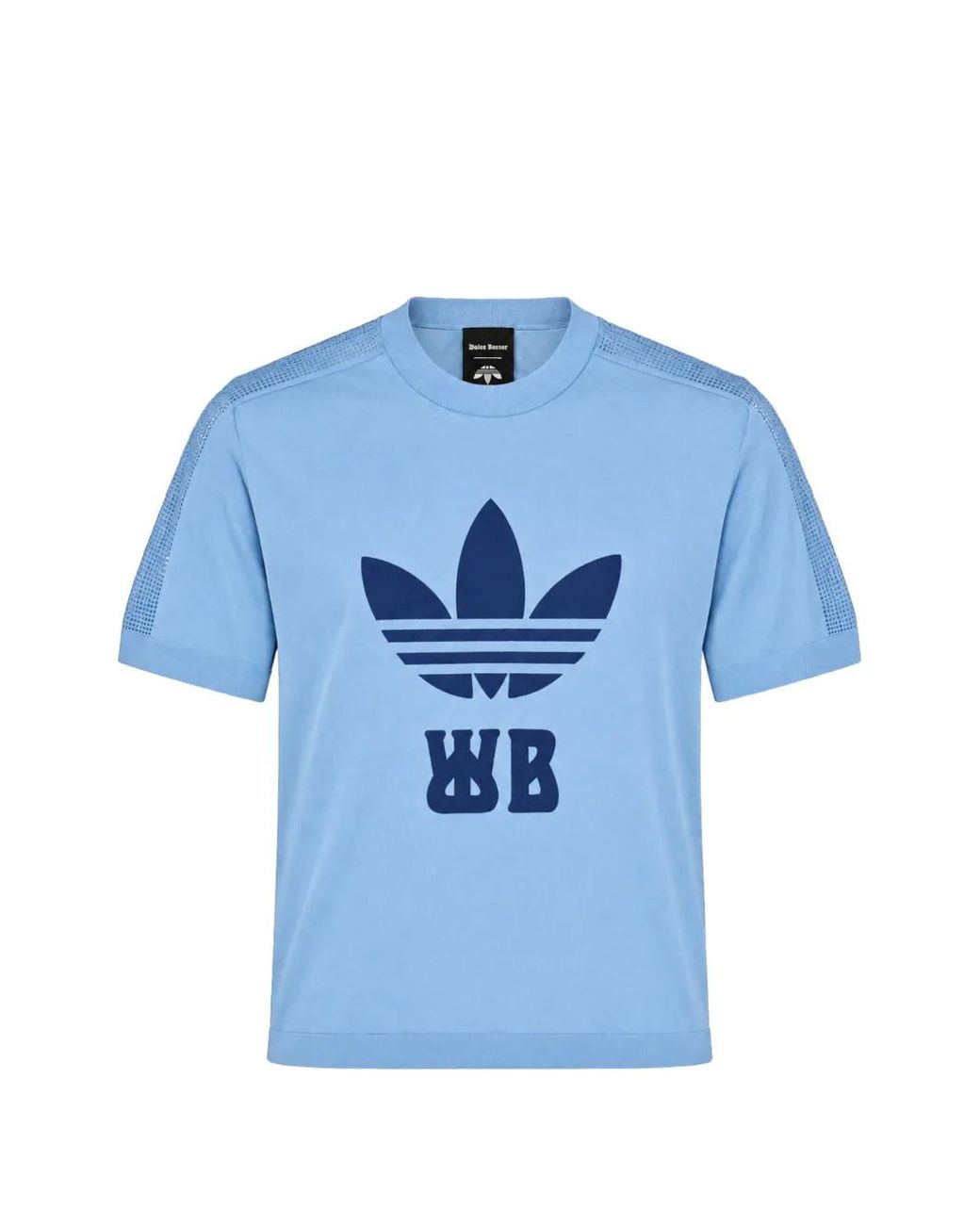Wales Bonner Blue X Adidas Logo-Print Mesh-Panel T-Shirt for men