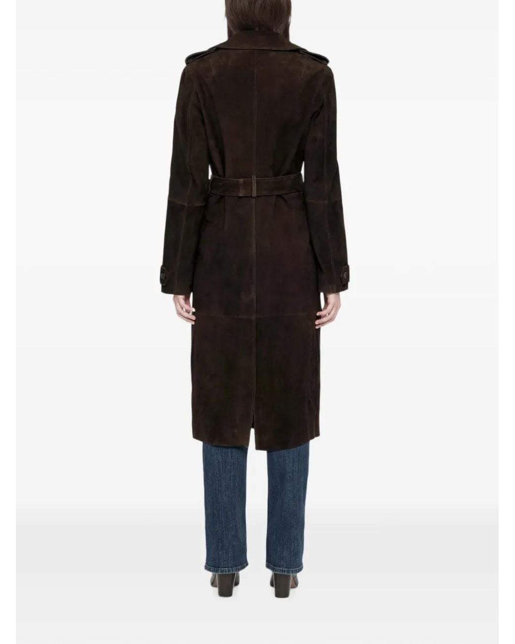 AllSaints Black Double-Breasted Suede Coat