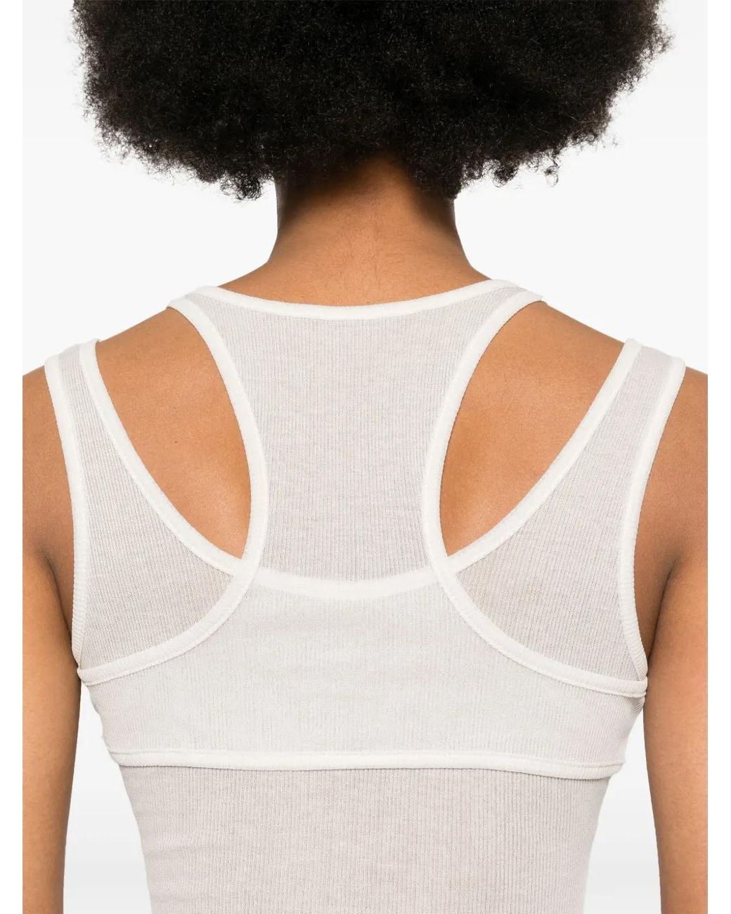 ANDREADAMO White Fine-Ribbed Cut-Out Tank Top
