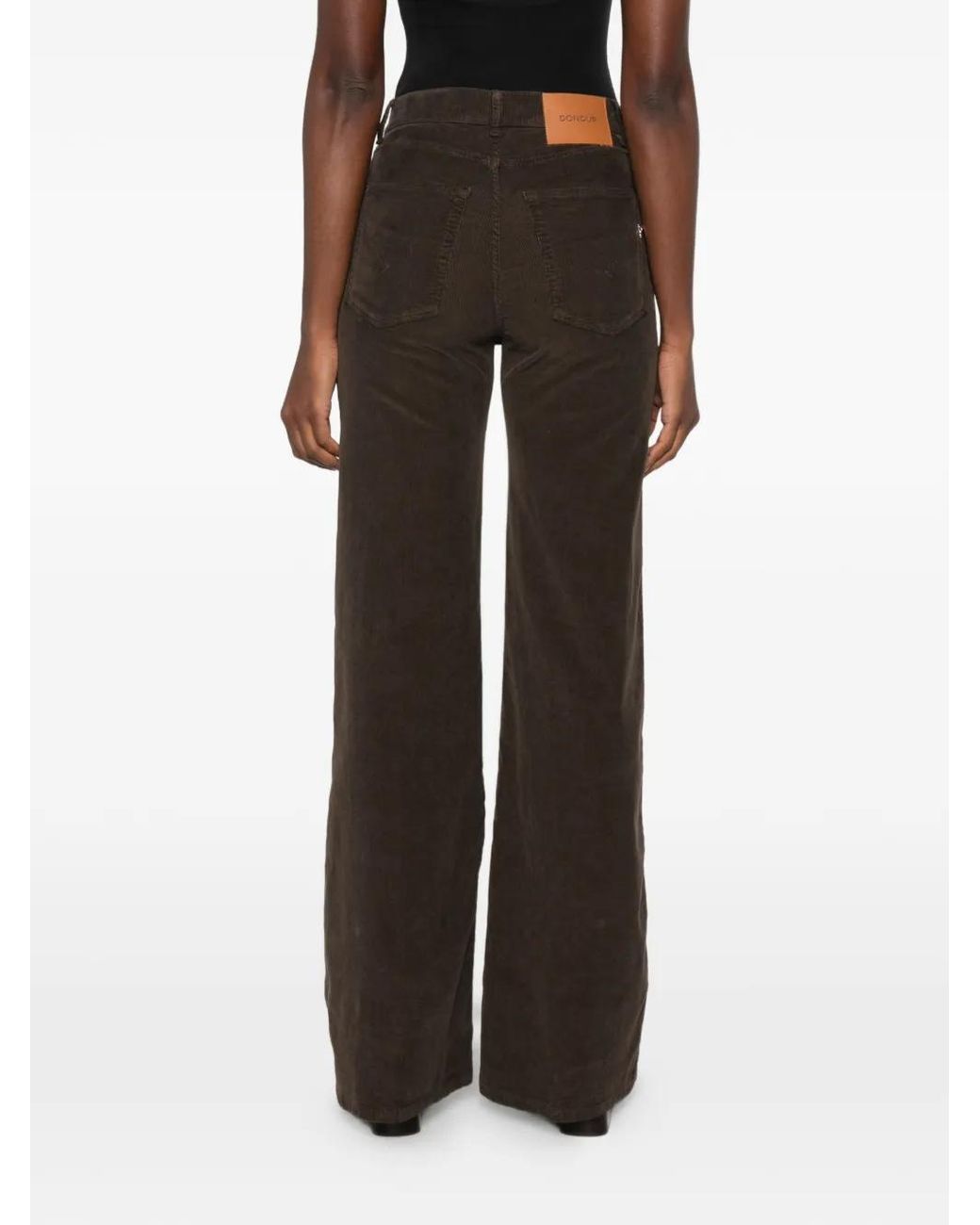 Dondup Brown Amber Corduroy-Effect Wide-Leg Trousers