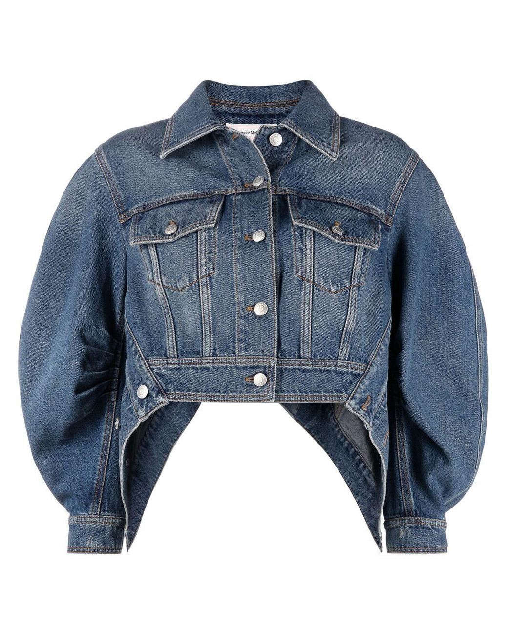 Alexander McQueen Puffsleeve Denim Jacket in Blue Lyst