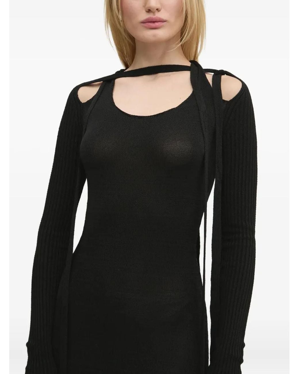 Y. Project Black Cut-Out Tie Maxi Dress