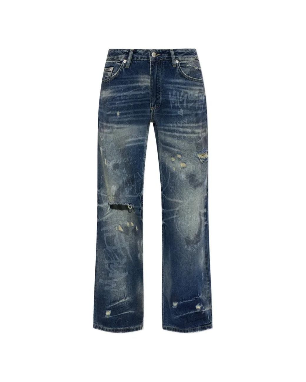 M I S B H V Blue Laser Tagged Distressed Denim Jeans
