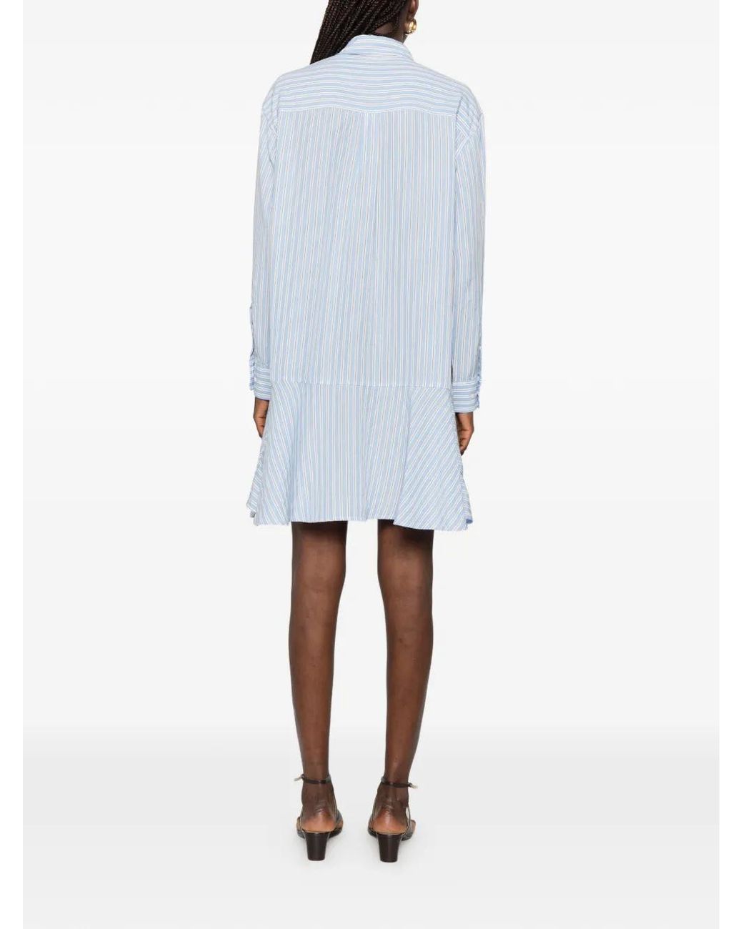 Gant Blue Vertical-Stripe Dropped-Waist Mini Dress
