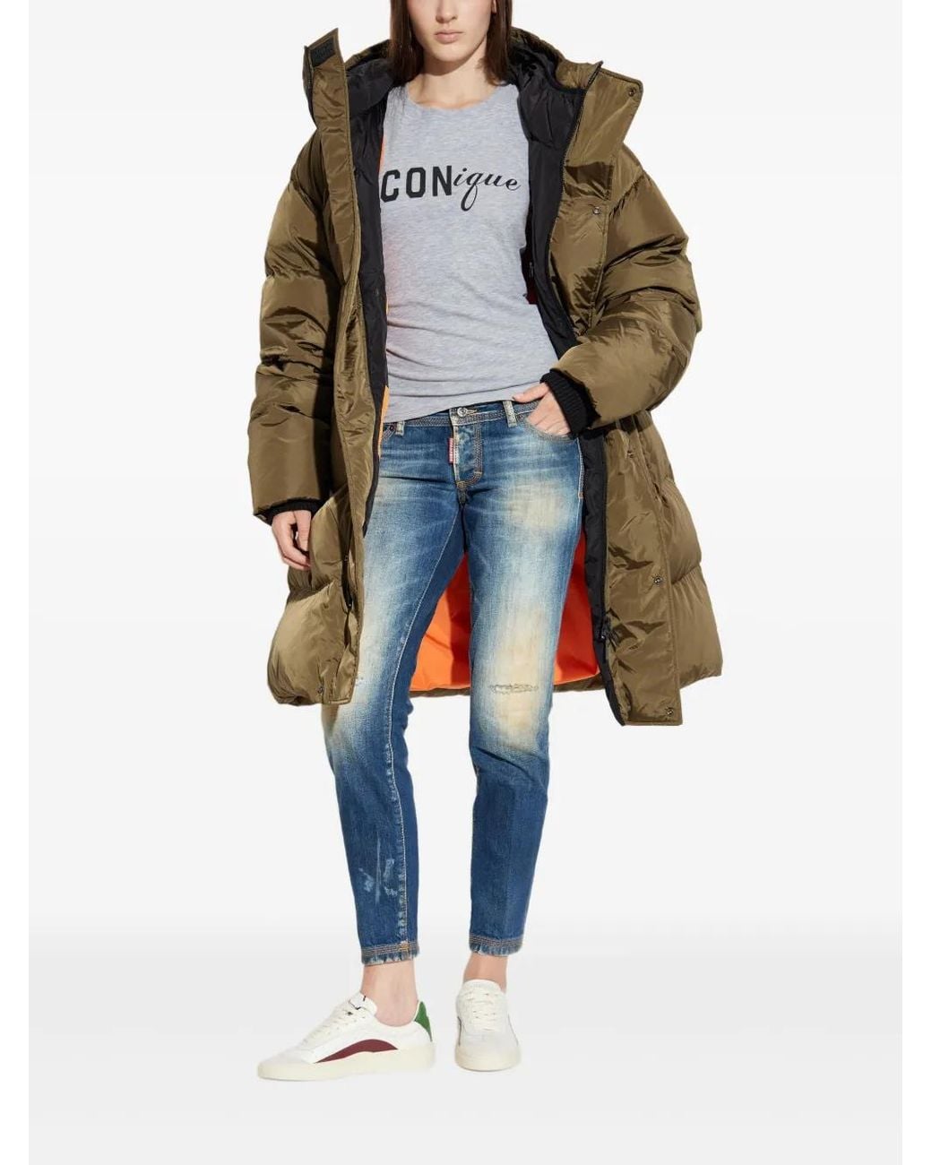 DSquared² Green Hooded Puffer Coat