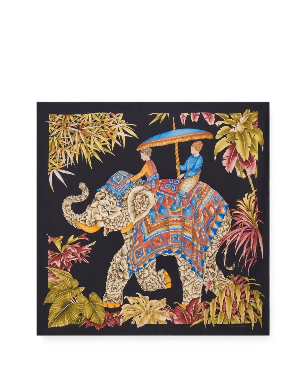 Ferragamo Multicolor India Print Silk Scarf