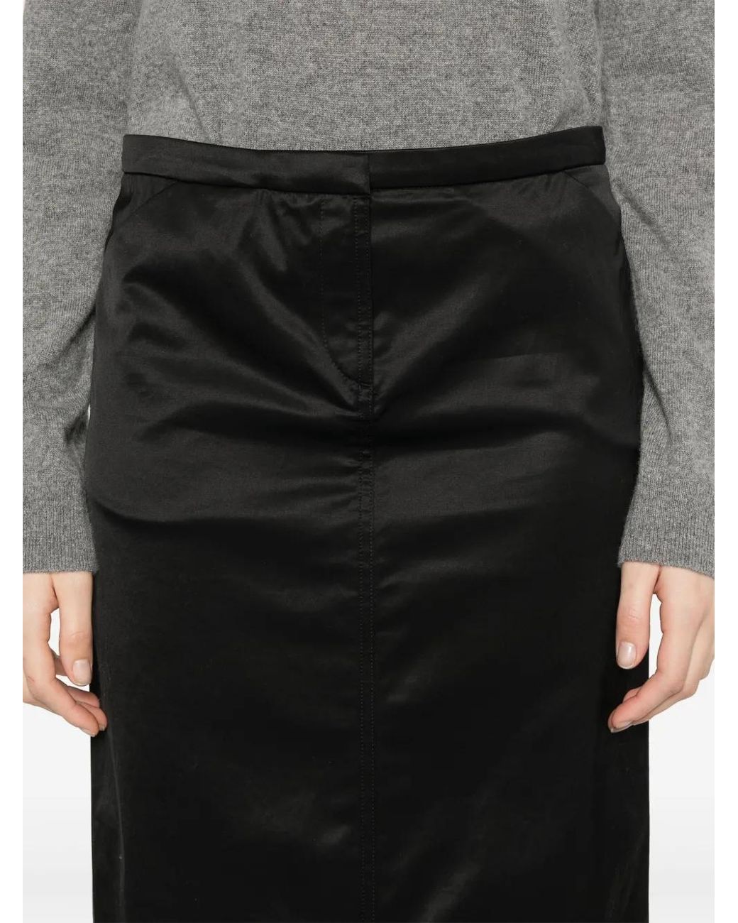 Totême Black Straight Midi Skirt